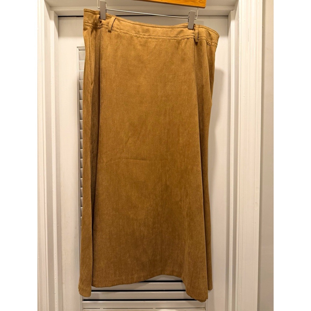 JM Collection Womens 14 Brown Faux Suede Maxi Skirt Y2K A Line 32"
